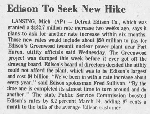 Greenwood Nuclear Power Plant (Cancelled) - March 1980 - Plant Cancelled And Rate Hike Requested